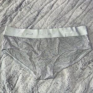Victoria's Secret PINK Logo panty in grey with a white logo